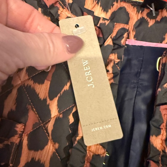 J.Crew Quilted Leopard Jacket Size 14 NWT AQ281 Ruffle Trim Statement Coat - Picture 6 of 7